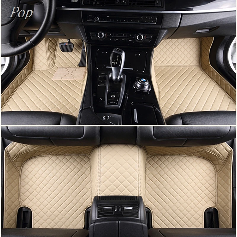 Custom Made Leather Car Floor Mats For Toyota Auris E180 2012 2013 2014 2015 2016 2017 2018 Carpets Rugs Foot Pads trunk mat