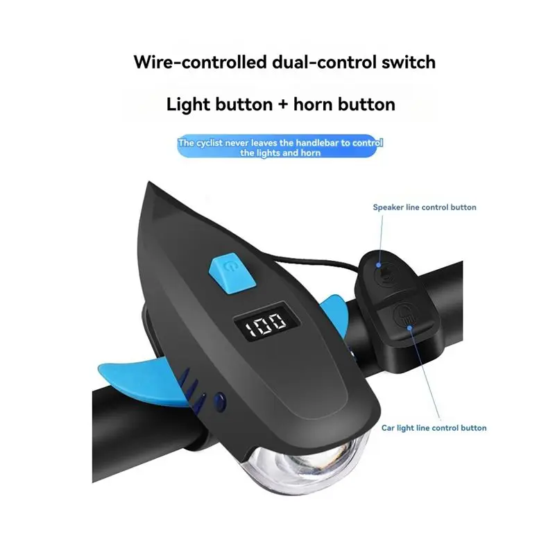 NEW HOT In Stock-Bike Horn With Light Electric Bicycle Bell Wireless Remote Control Bicycle Light Smart Bicycle Front Light Blac