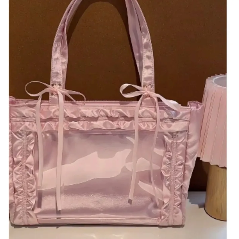 Fashion Design for Girls Y2K Ulzzang Ita Bag Sweet Preppy Style Shoulder Bag for Women Large Capacity Ribbon Bow Tote Bag