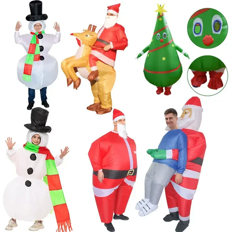 

Christmas Funny Inflatable Costumes Santa Claus Elk Snowman Tree Adult Air Inflation Costume Halloween Xmas Carnival Party Props