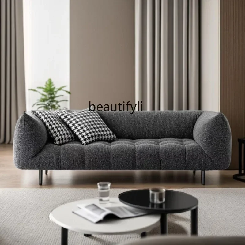 A Italian minimalist medieval high-footed fabric straight row bread block fabric high-end sofa