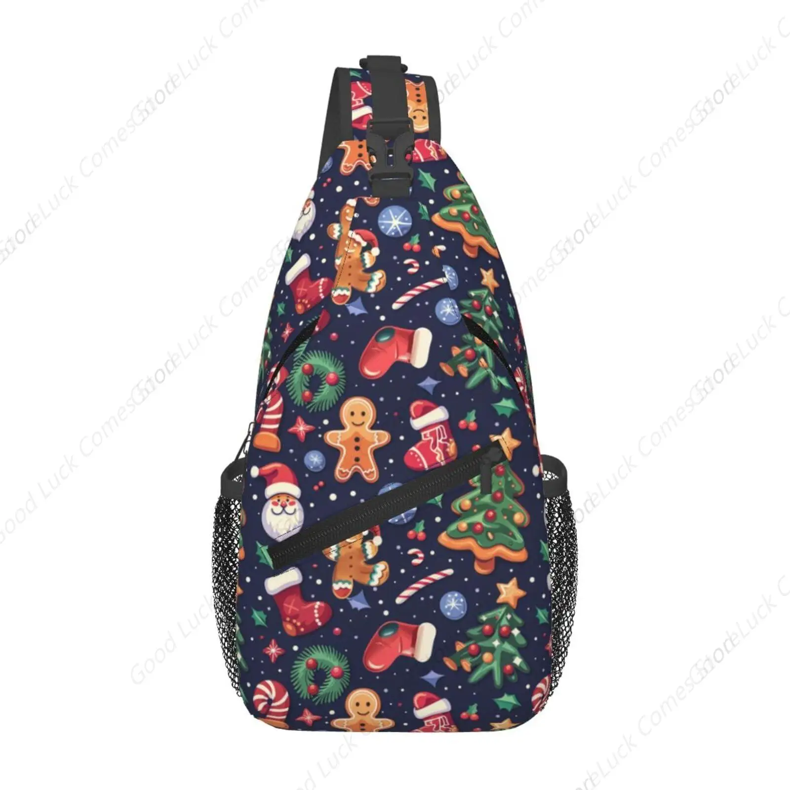 Christmas Sling Bag Snowman Crossbody Shoulder Bag Christmas Gingerbread Men Casual Backpacks Chest Bag Travel Hiking