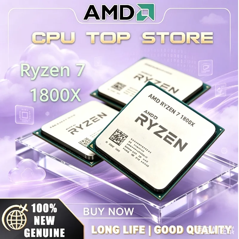 Processeur AMD Ryzen 7 1800X 100% neuf d'origine, 8 cœurs/16 threads, 3,60 GHz-4,0 GHz, 95 W TDP, socket AM4, CPU de bureau