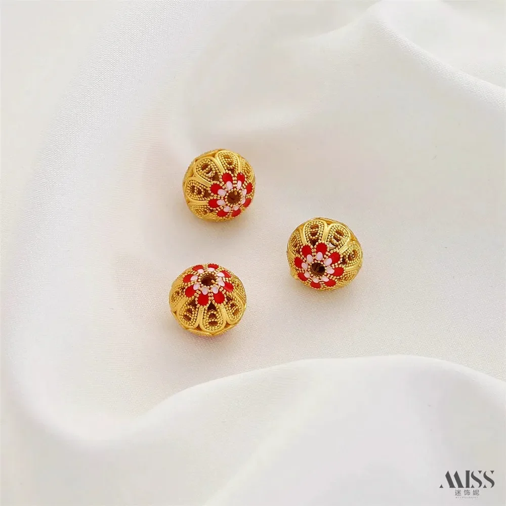 

Matte Gold Burnt Blue Camellia Beads Hollow Beads Mountain Ghost Flower Butterfly Pendant DIY Jewelry Accessories