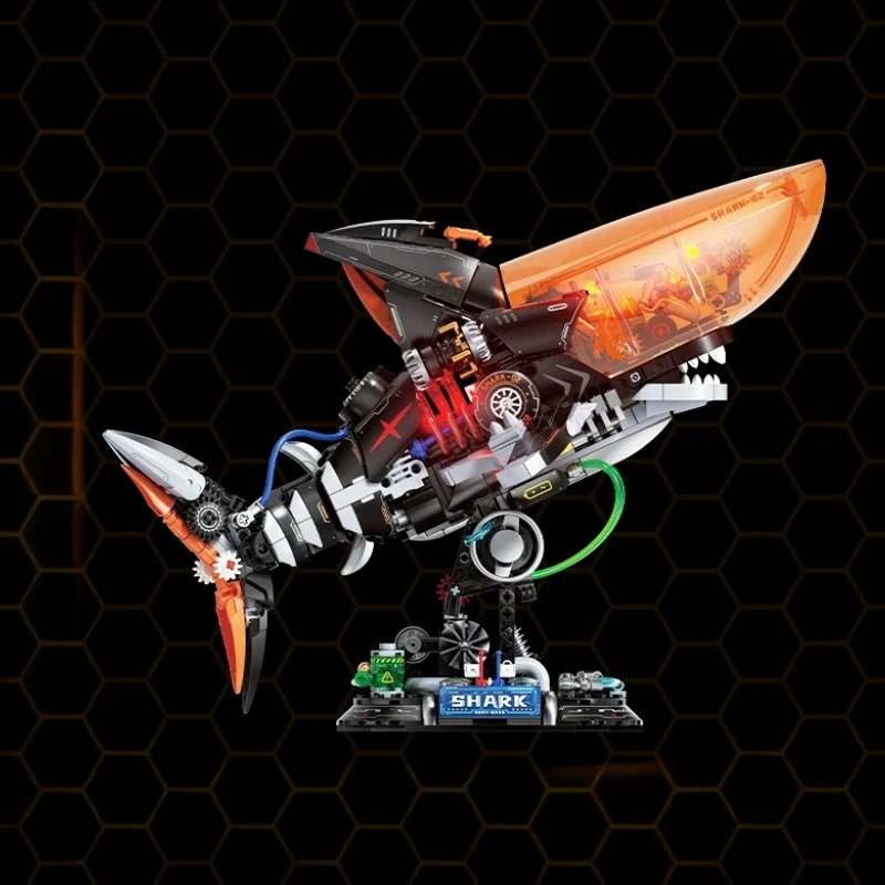 Unfinished Maritime Equipment Chronicles Series Wave Shark Shark Assembly Building Blocks Toy Ornament Gift