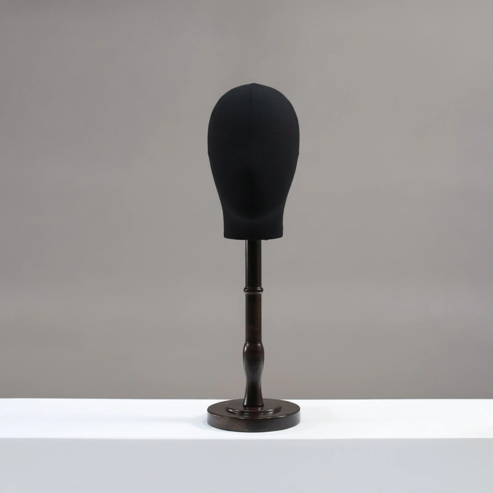 Hat Display Stand textileCovered Mannequin Head with Wooden Base Hat Stand Tabletop Weighted for Milliners, Boutique, Studio