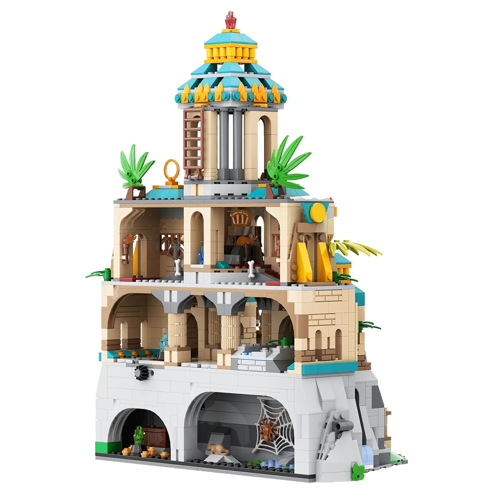 MOC castello medievale The Lost Temple Building Blocks modello Cartoon Famous Architecture Bricks Creative Assembly Toys regali per bambini