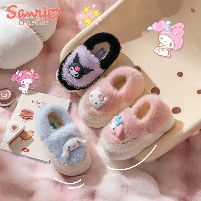 

Sanrio Hello Kitty Kuromi Pendant Kawaii Anime Cotton Slippers Cute My Melody Cinnamoroll Children Slippers Gifts for Kids