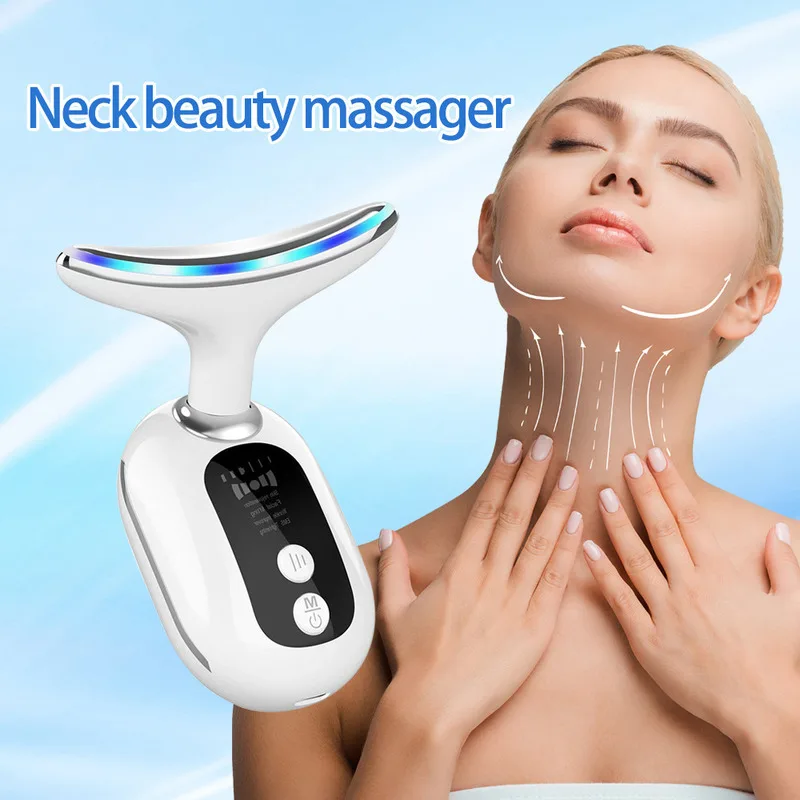 목 마사지기 주름 제거 EMS 마이크로 전류 컬러 페이스 리프팅 기계 스킨 케어 LED 광자 마사지 기계 미용 장치