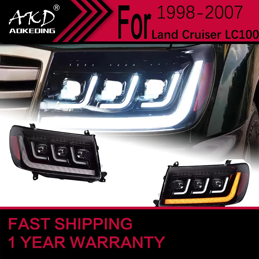 Car Lights for Toyota Land Cruiser LED Headlight 1998-2007 LC100 Head Lamp Drl Projector Lens Automotive Accessories