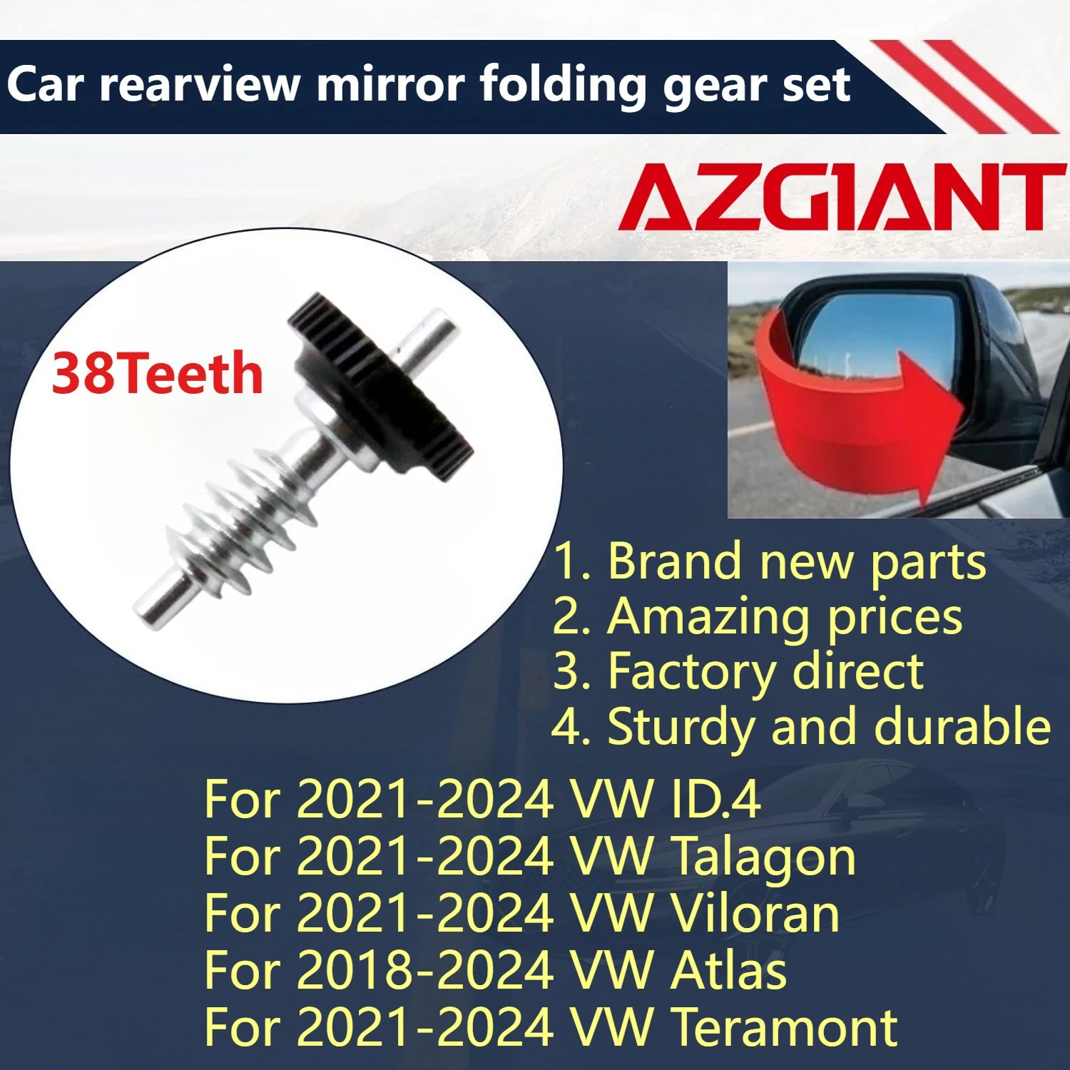 

For 2021-2024 VW ID.4/Talagon/Viloran/Teramont/Atlas 2018-2024/T-Roc Car rearview mirror folding gear set New replacement parts