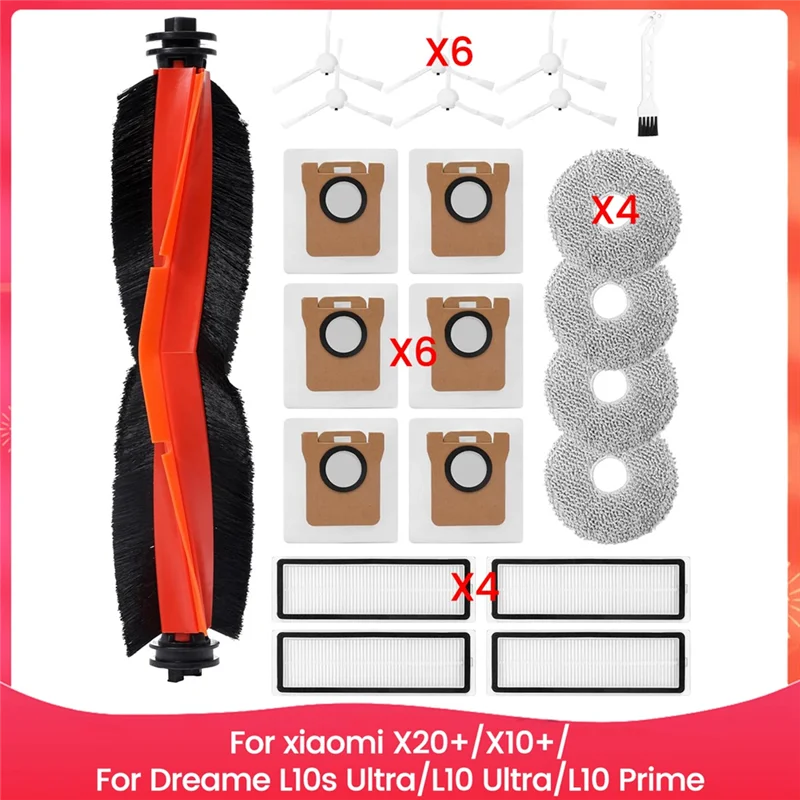 

A07F-для Xiaomi X20 +/X10 +/Dreame L10s Ultra/L10 Ultra/L10 Prime робот-пылесос основная боковая щетка Hepa фильтр мешки для швабры