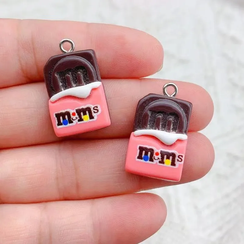 10Pcs/lot Kawaii Cartoon M Bean Flatback Resin Charms for Jewelry Making Accessories DIY Pendants Earrings Keychain Decoration