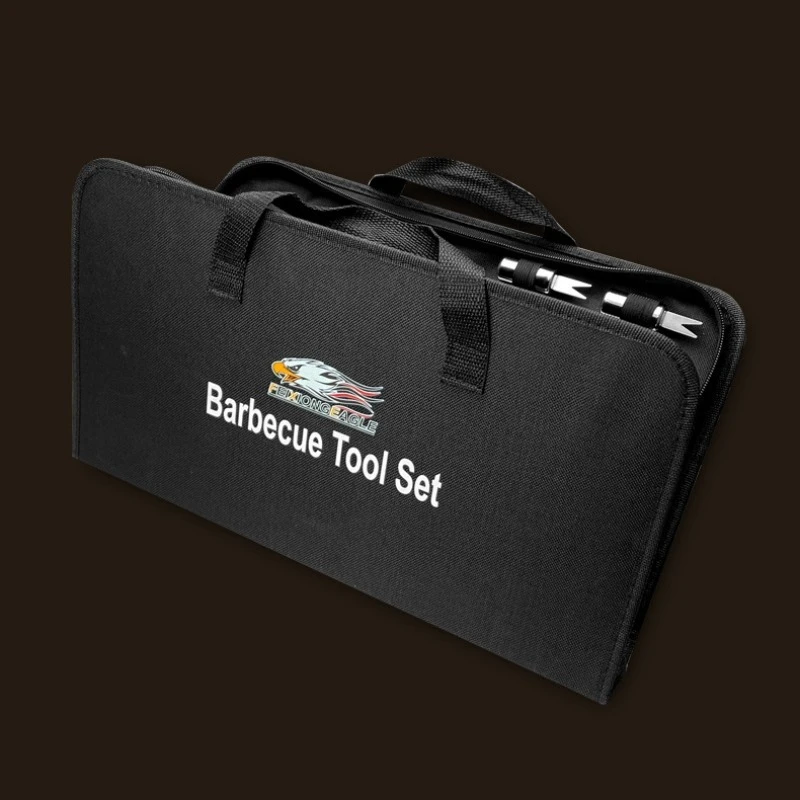 أطقم أدوات الشواء للتخييم في الهواء الطلق خفيفة الوزن محمولة من الفولاذ المقاوم للصدأ أطقم شواية أدوات المائدة ملحقات الشواء