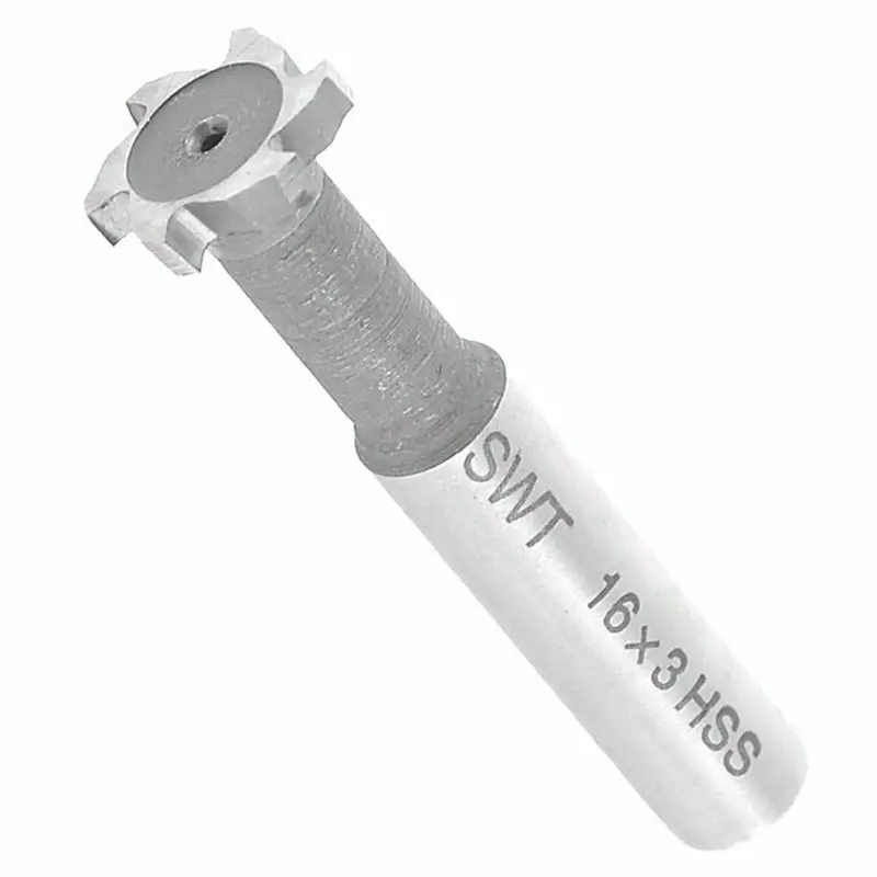 

HSS T Slot Milling Cutter High Speed Steel Depth of Cut 3mm Shaft Diameter 10mm 6 Flutes Cutting Diameter 16mm