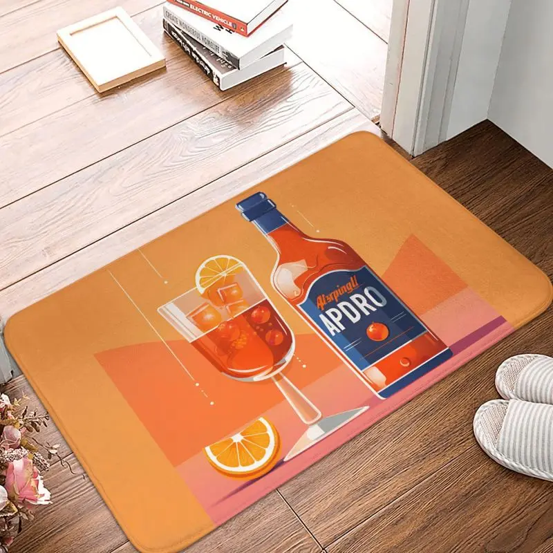 Custom Vintage Cocktail Drink Orange Spritz Aperols Door Floor Kitchen Mat Anti-Slip Doormat Living Room Entrance Carpet Rug