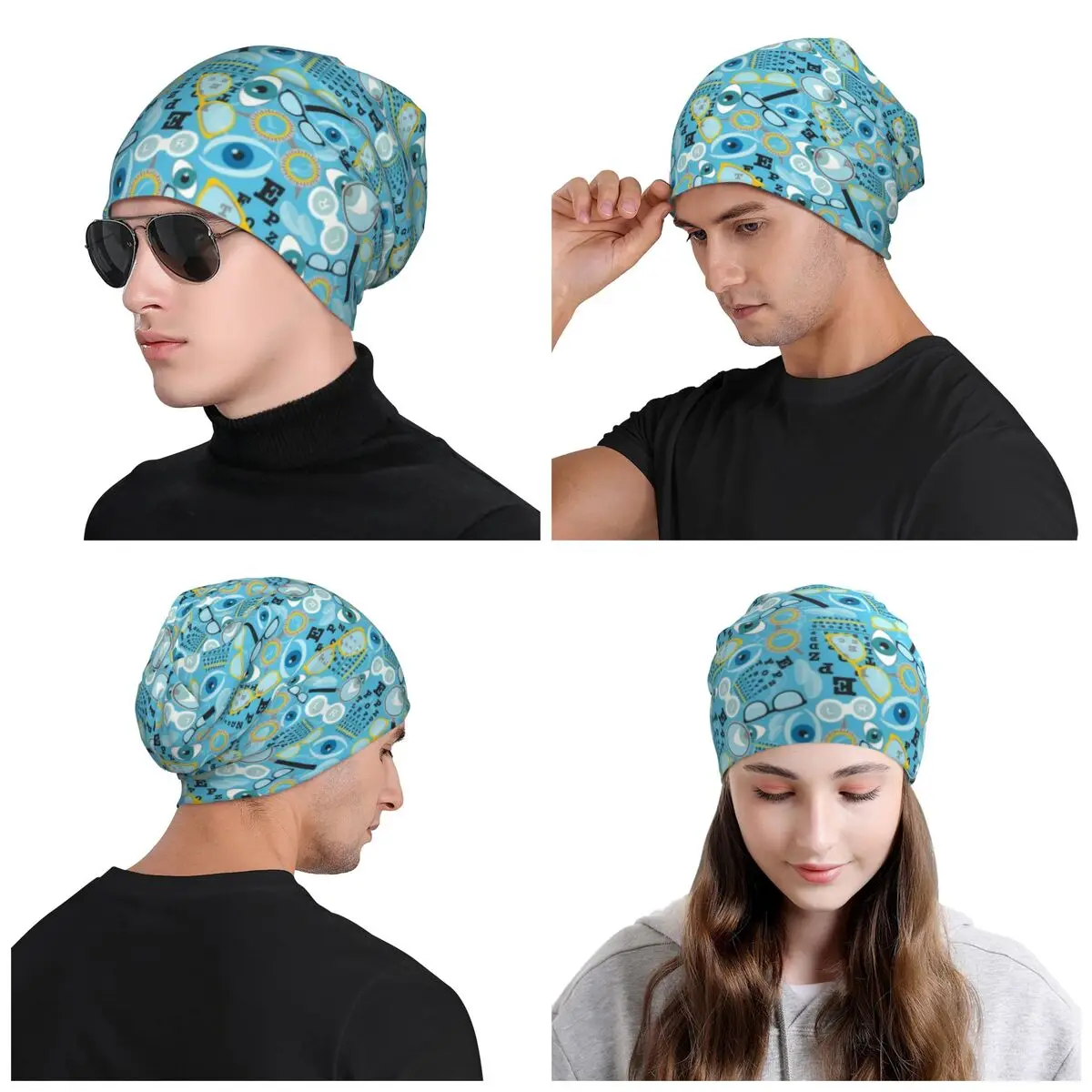 Clear Vision Beanie Cap Unisex Winter Warm Bonnet Homme Knitted Hats Hip Hop Ski Optometry Glasses Skullies Beanies Hats For