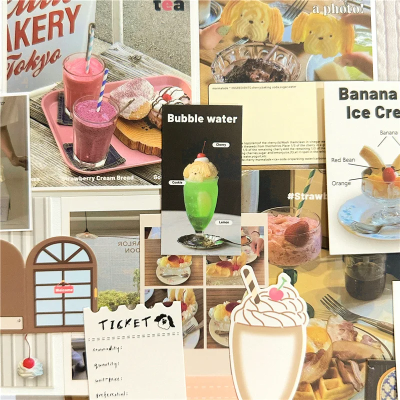 Korean Sticker Bag Tea Dessert Autumn and Winter Brochure Material Decoration  Color Photo Props