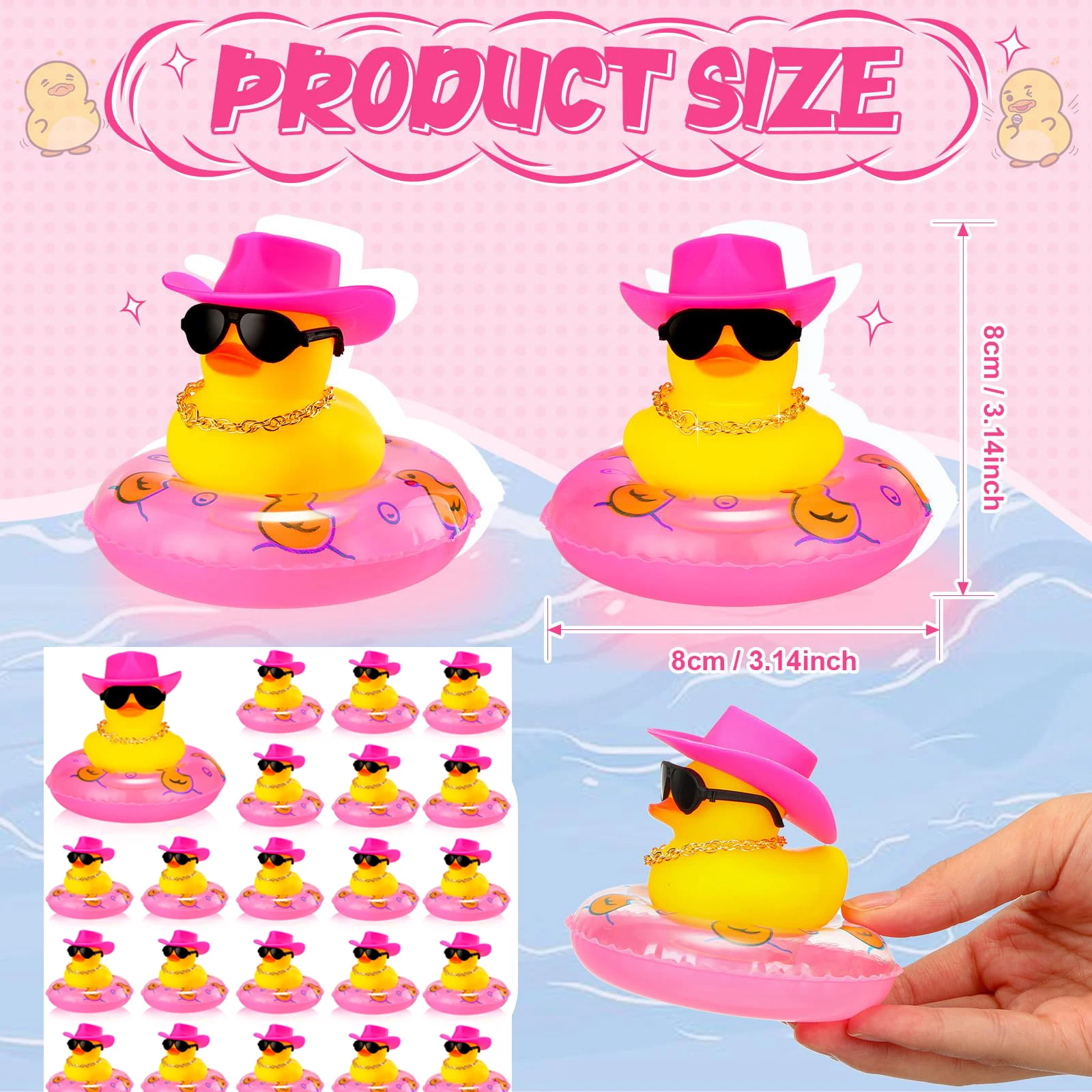 6/12/24/48 ฤดูร้อนเป็ดยางรถเป็ดตกแต่งแดชบอร์ดตกแต่งเป็ดสีเหลืองรถอุปกรณ์เสริม MINI หมวกว่ายน้ําแหวน