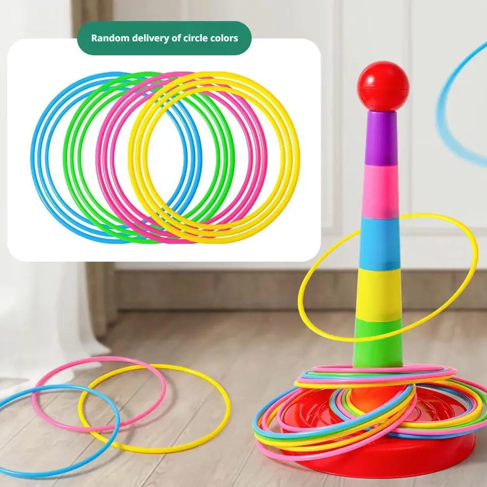 

Children Stacked Ferrule Ring Toss Toys Colorful Fun Indoor Outdoor Parent-Child Interactive Circle Layers Early Education Gift