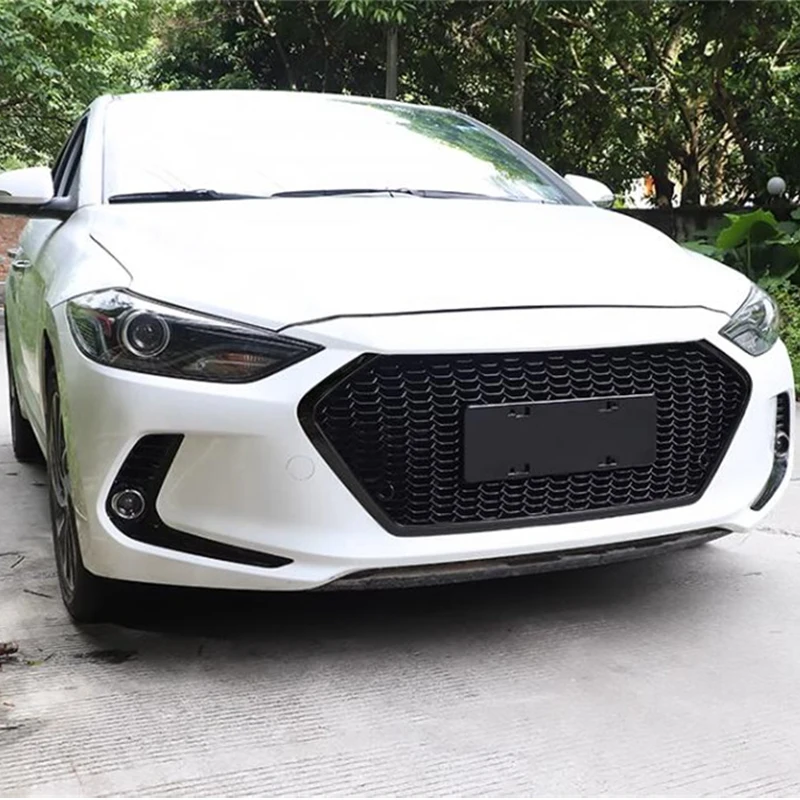 For Fish Scale Racing Grills Hyundai Elantra ABS Front Bumper Splitter Cover Accessories CAR Grill Body Kit 2016-2021 Year