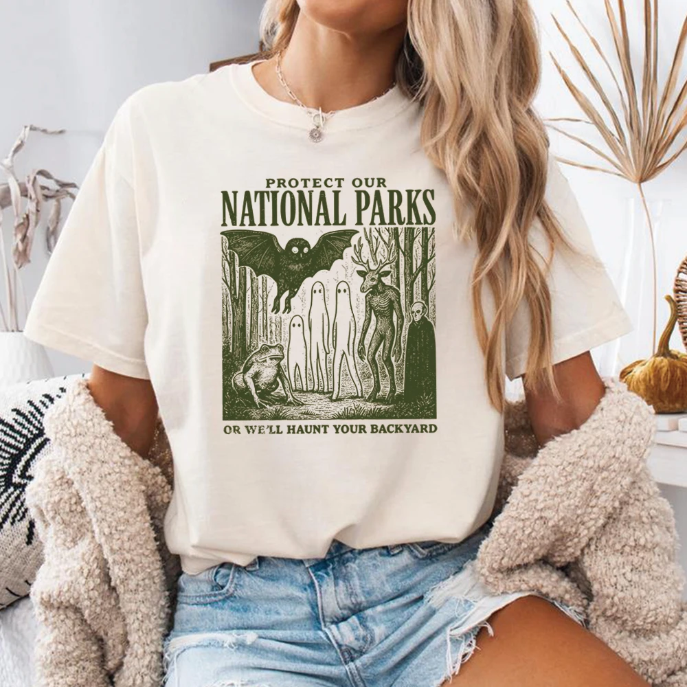 Protect Our National Parks T-shirt Cryptidcore Tee Haunt Your Backyard Tshirt Retro National Park Short Sleeve Shirt Hiking Gift