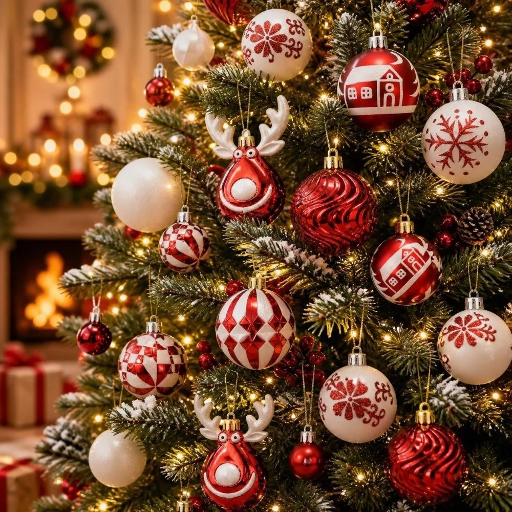 22Pcs/Set Durable 6CM Christmas Ball Shiny Creative Christmas Tree Balls Xmas Baubles Home
