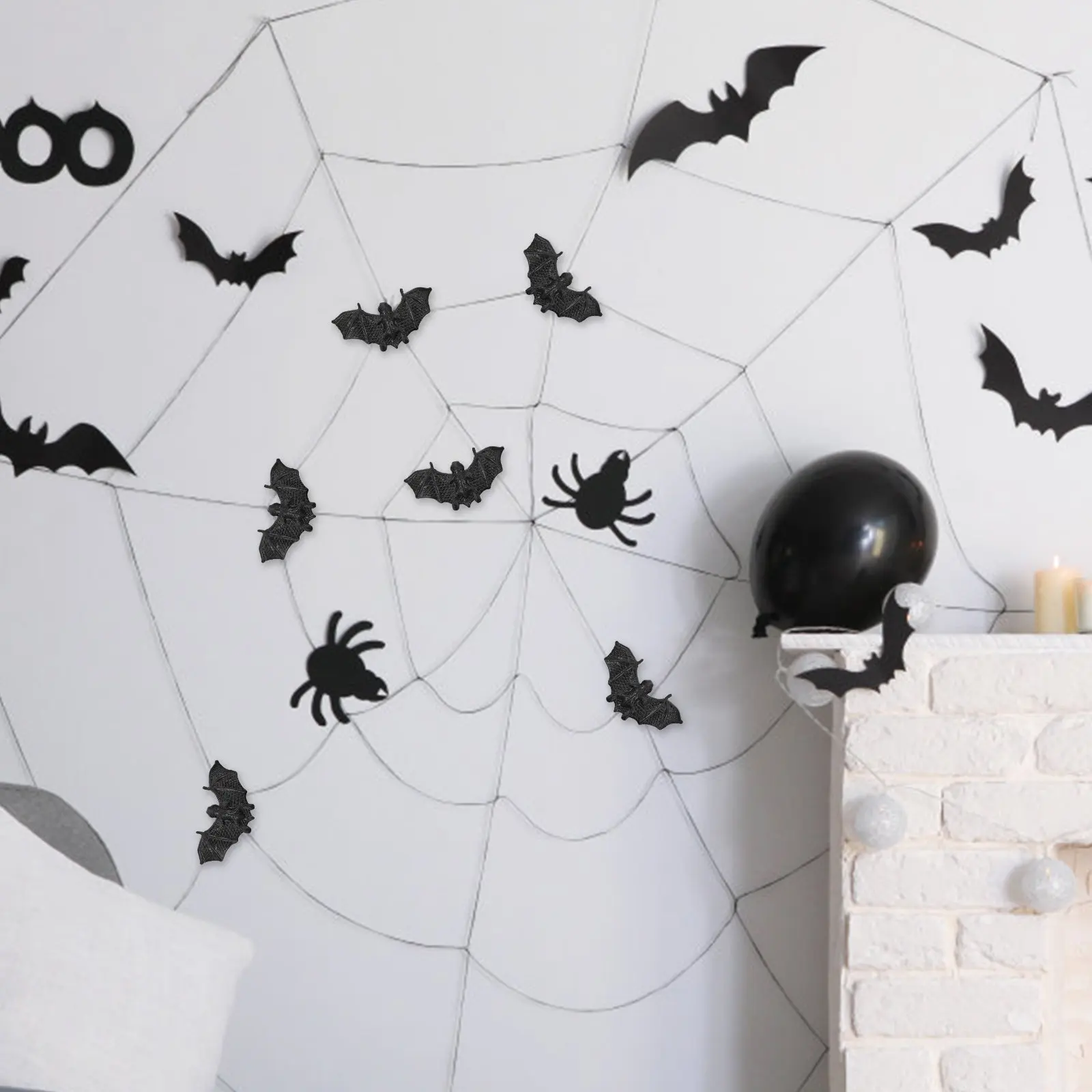 

100Pcs Halloween Bat Decor Lovely Ornaments for Haunted House Office Indoor Outdoor Holiday Decoration Portable