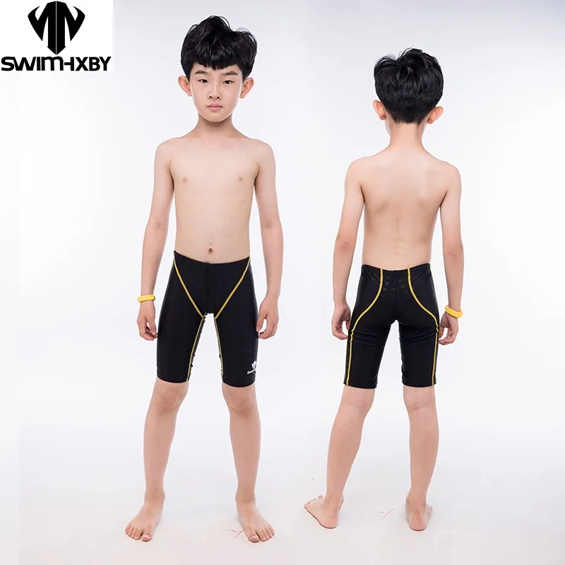 HXBY1309 fiúknak Fürdőtrikó professzionális gyerekeknek swimwear  Úszik Sportalsó mens Úszik Foszlás Úszás Sportnadrág férfiak swimwear Sort Fürdőtrikó