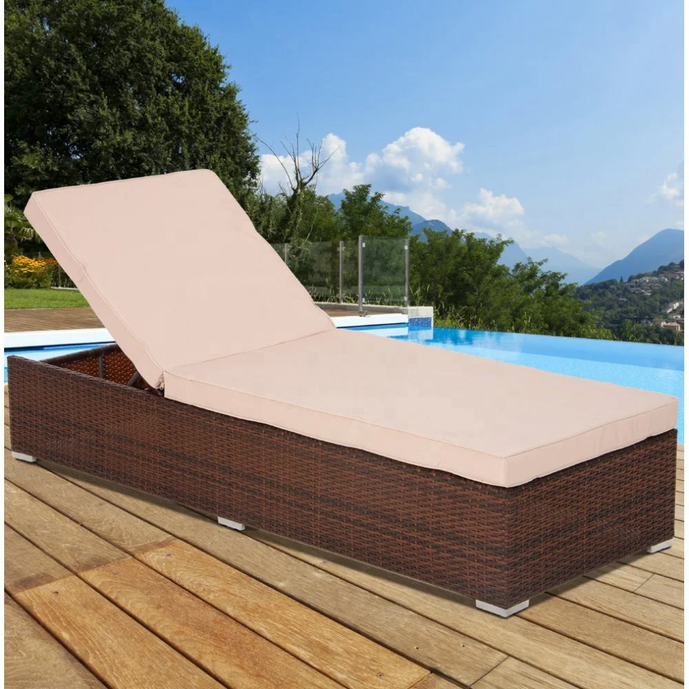 Outdoor Beach Swimming Pool Daybed Aluminum Folding Webbed Lawn Chair Chaise