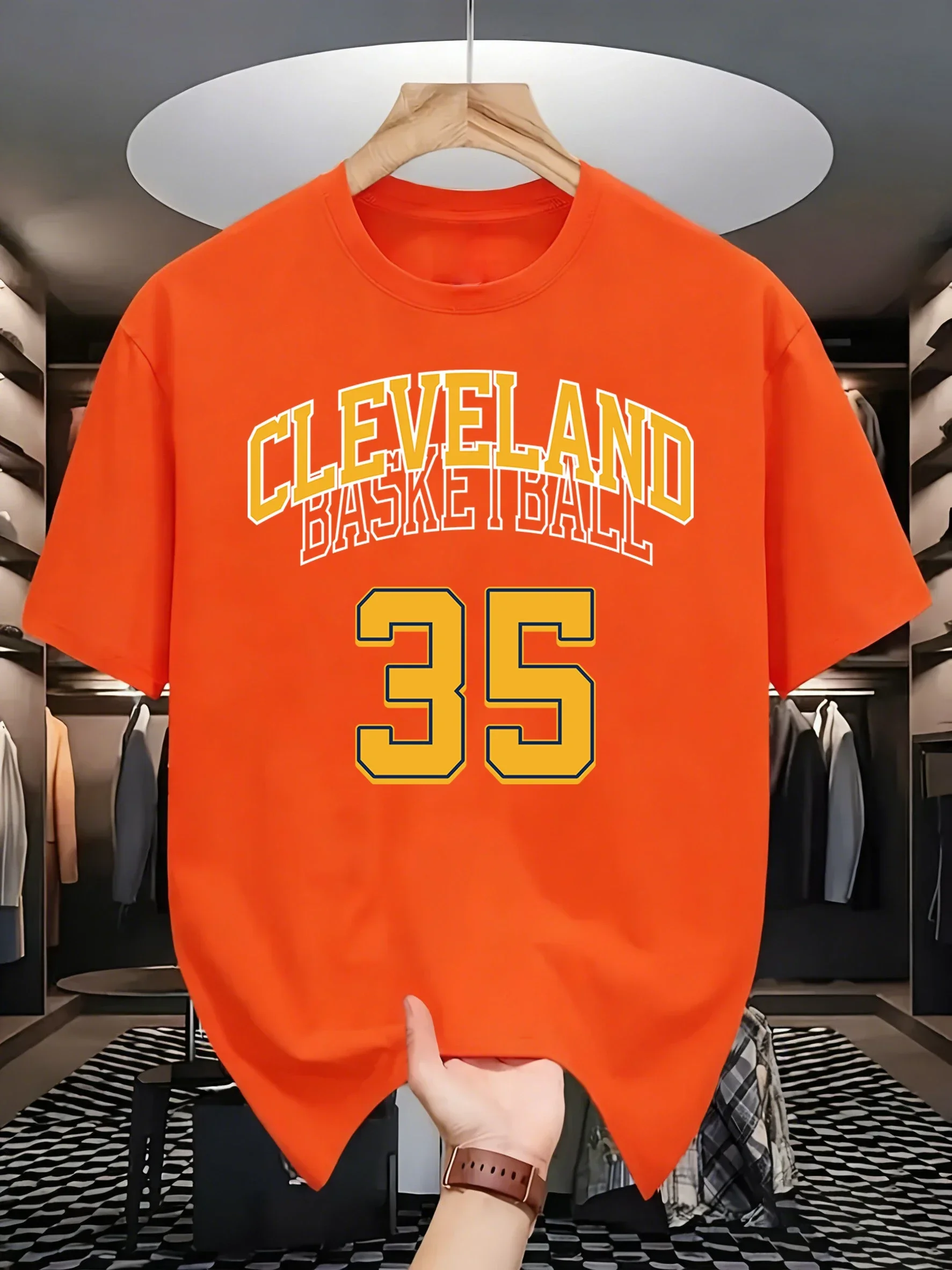Cleveland Basketball 35 Man Retro T-Shirts Cotton Tee Summer Clothing Loose Fashion Short Sleeve Unisex All-Match Streetwear
