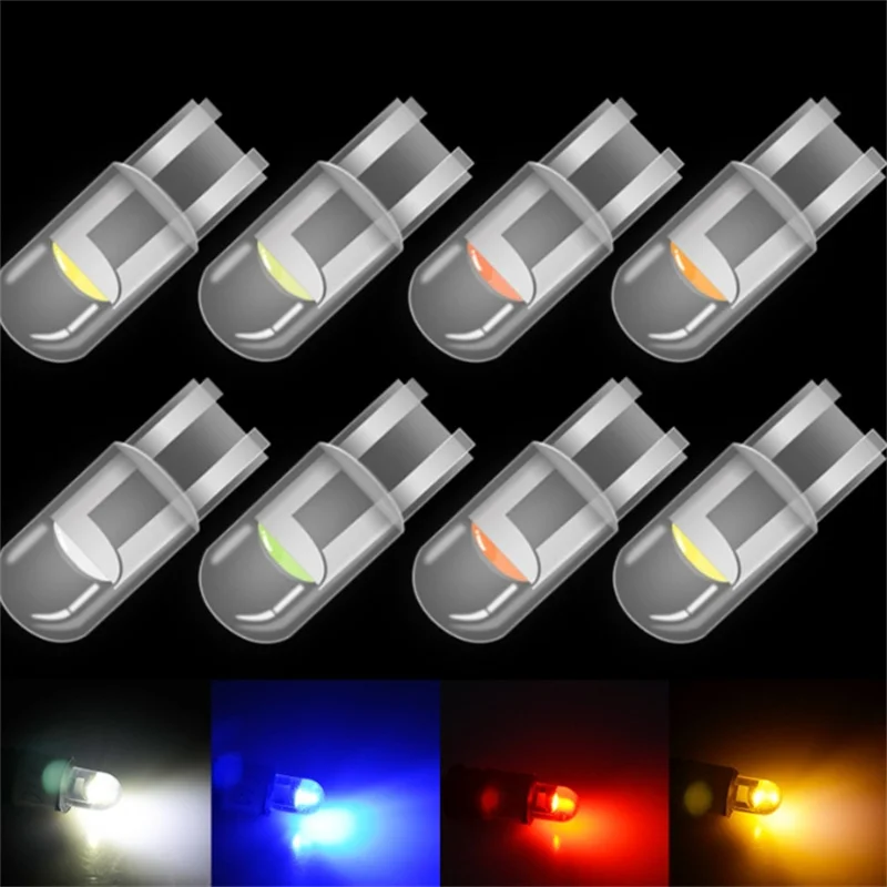 10/20PCS White Light T10 DC 12V Car LED Light Canbus Glass COB 6000k Reading Dome Lamp Marker Wedge License Plate Light Bulb