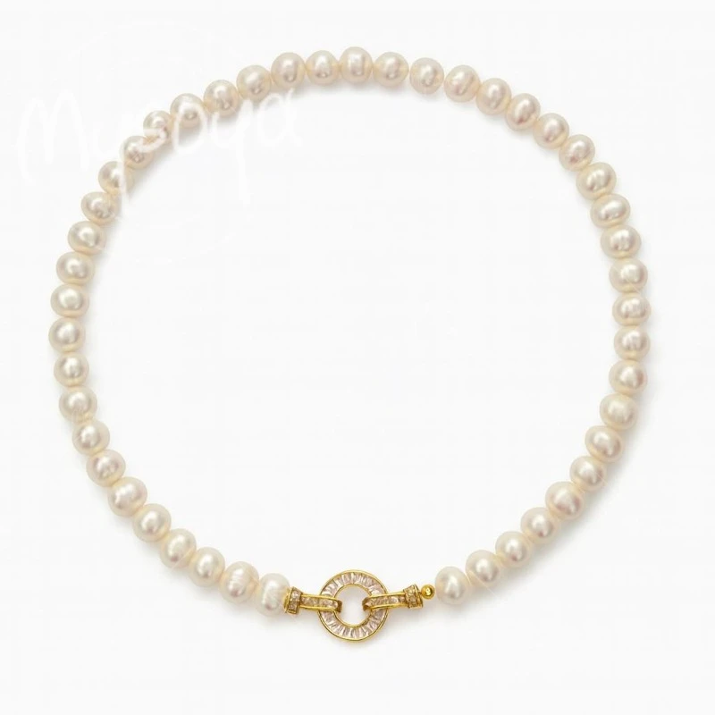 

MYSOYA 9-10mm White Freshwater Pearl Necklace for Girlfriend/ Mother,Suitable for Wedding/ Mother's Day/ Father's Day Gift A0561