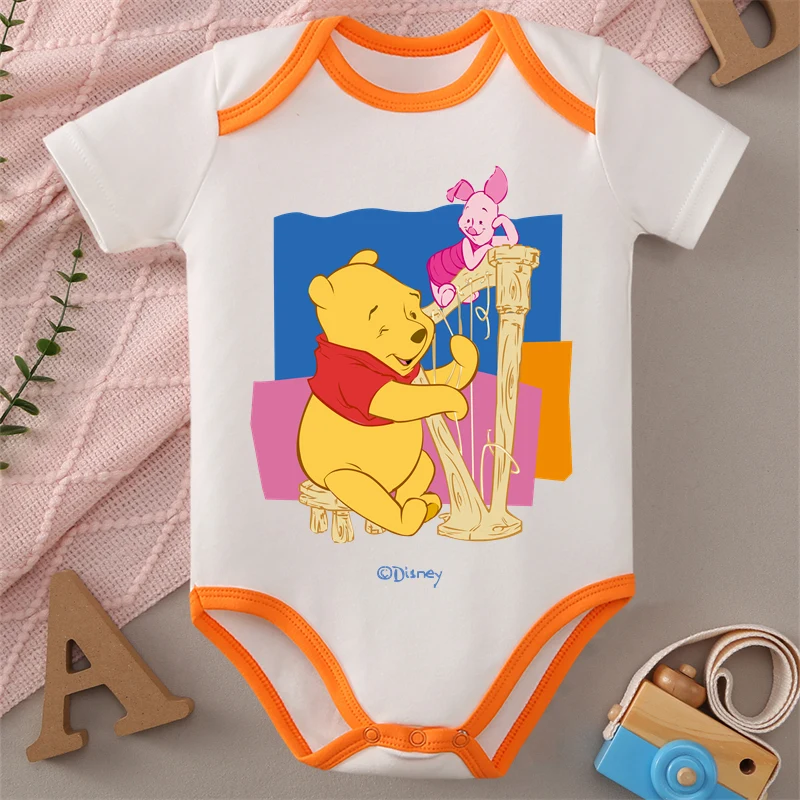 

MINISO из чистого хлопка с принтом TWinnie The Pooh, детская одежда, мягкий комбинезон, комбинезон, боди для новорожденных 0-12 месяцев, лучший подарок для ребенка