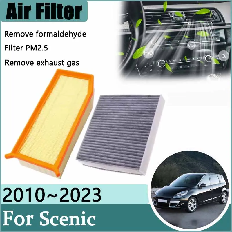 Filtre à air de moteur à charbon actif, grille de filtre de conditionneur, accessoires de voiture, Renault Scenic 3 4 III IV 1.2 ~ 2010 2023 2022, 2021 T