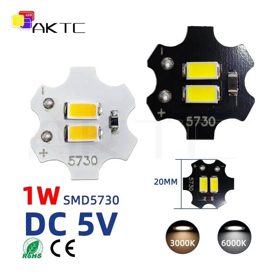 1-20 Pcs Mini LED Light Board DC 5V 1W SMD5730 3000K Warm/White 6000K 20mm Aluminum Plate Lamp Beads and USB Switch Cable On/Off