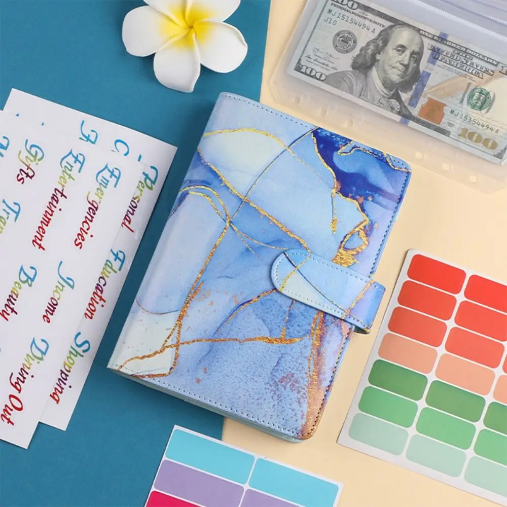 A6 Money Budget Planner Binder Colorful Marble Zipper Envelopes Multi-purpose Exquisite Cash Envelopes Cash And Savings