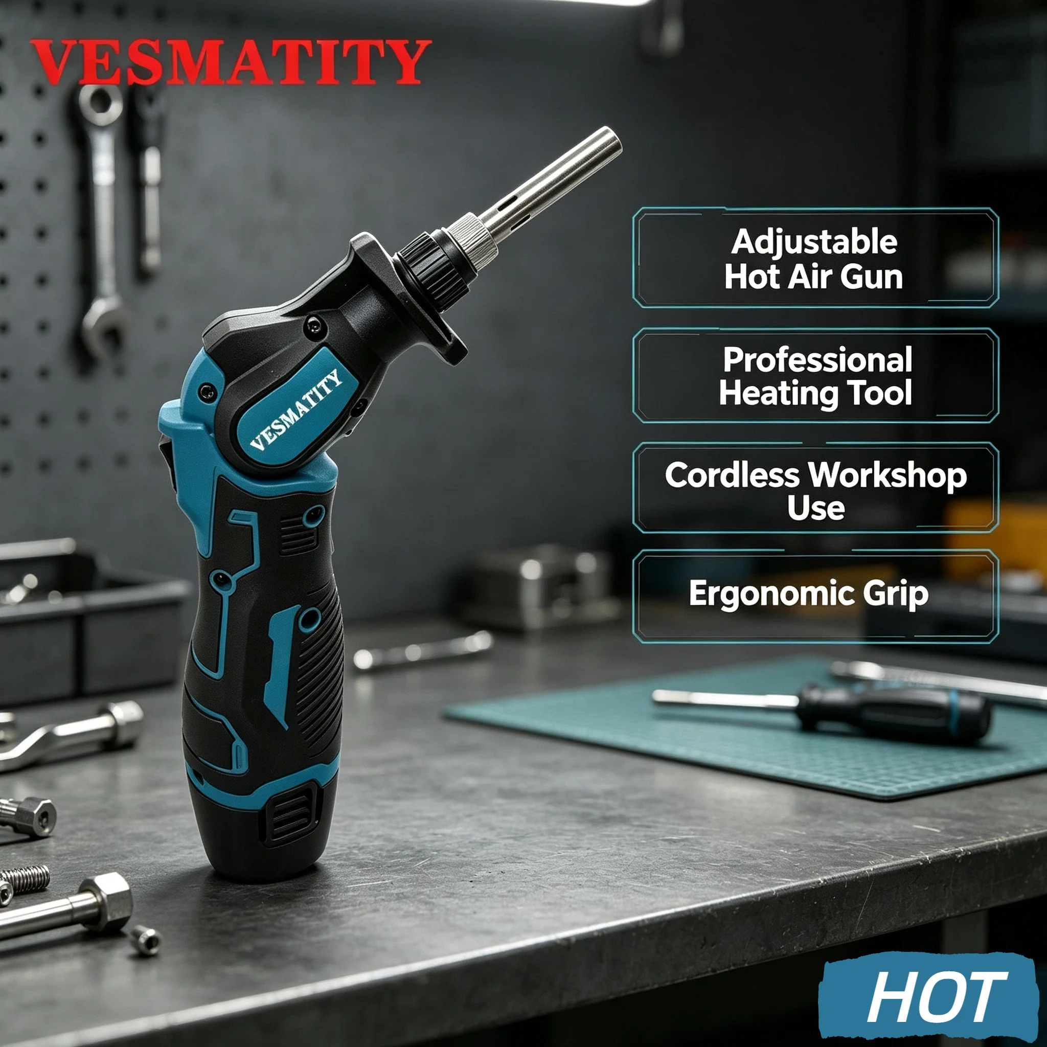 Vesmatity Temperature Constant Electric Soldering Iron 12V Lithium Ion Adjustable 0-90° Solder Gun  18V 20V Battery