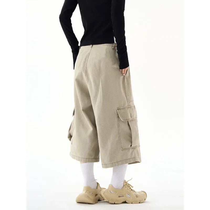 Deeptown-pantalones Cargo Vintage Y2k para mujer, pantalón corto holgado de gran tamaño, estilo Harajuku, moda urbana coreana