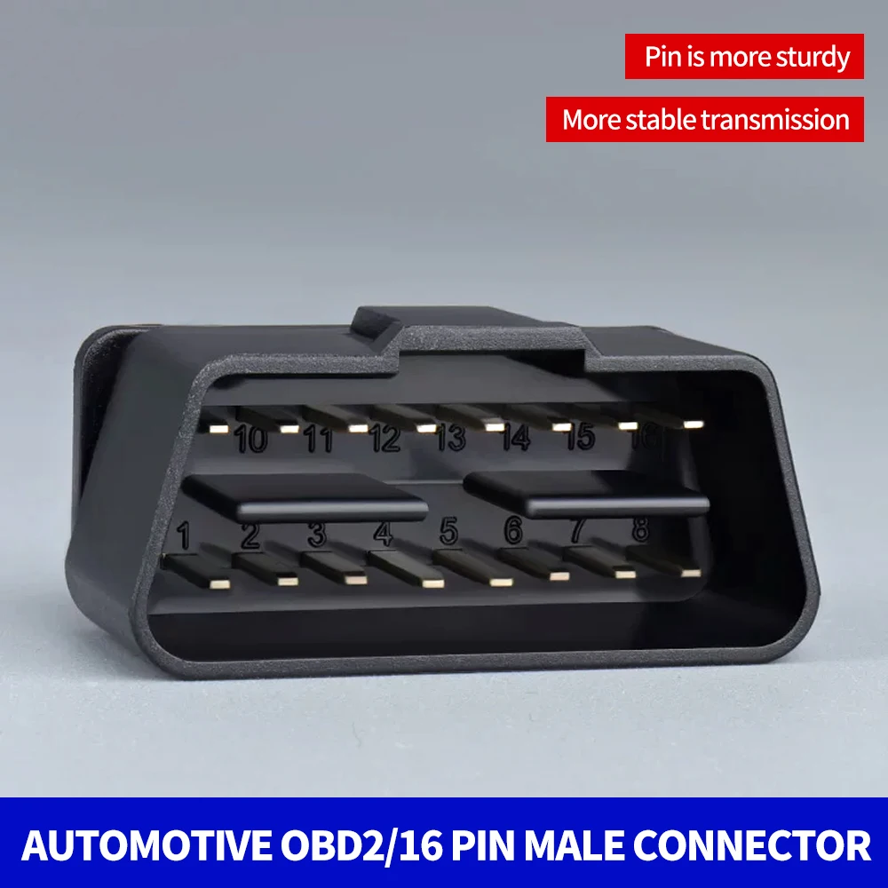 Car OBD2 16 pin Male Connector OBDII 12V 24V Truck Diagnostic Interface 16PIN Plug Automotive Parts Gold-plated Bent pin Durable