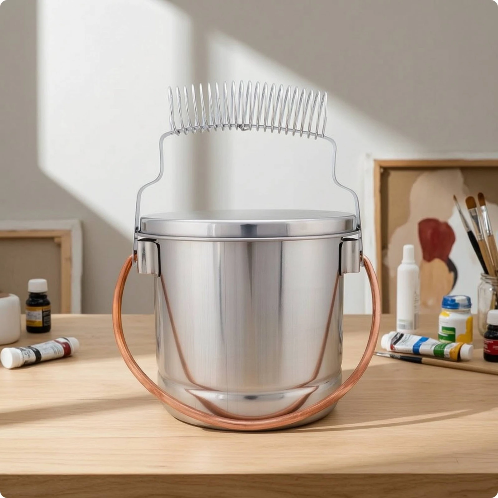 Paint Brush Washing Container Stainless Steel Brush Washing Container with Filter Container Portable Leakproof for Artists