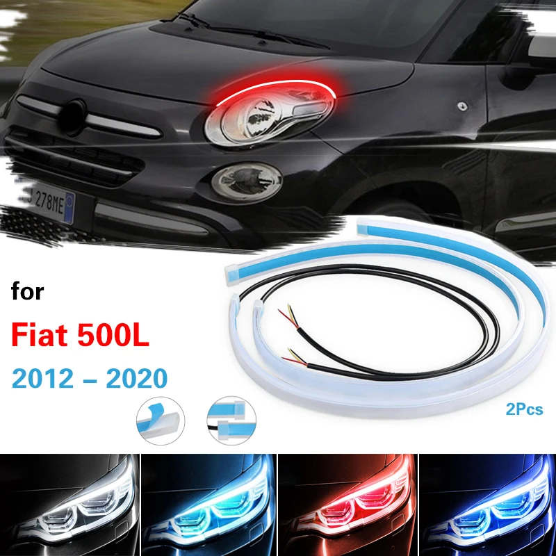 

For Fiat 500L 2012-2020 Car Daytime Running Light For Cars LED Lighting Strip Flexible Turn Signal Lamp Auto Headlight 12V