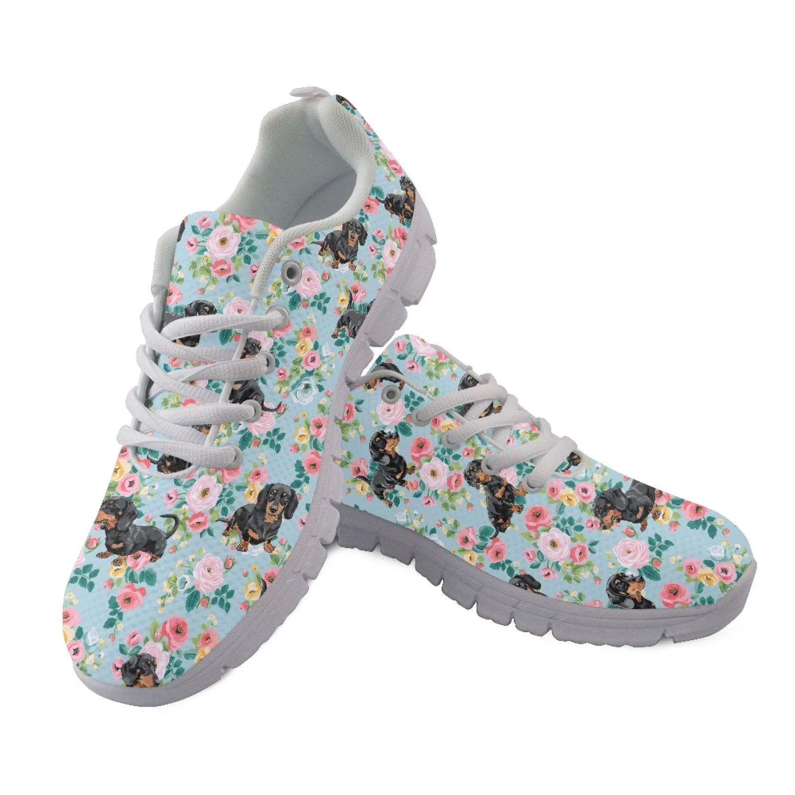 Coloranimal Dachshund Floral Men's Running Shoes Anti-Slip Casual Women Running Sport Shoes for Outdoor