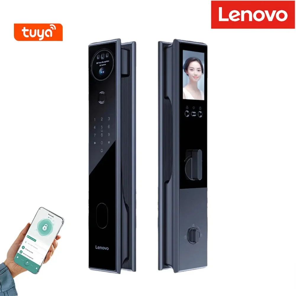 

LENOVO brand A6F large screen face recognition smart lock visual cat eye video intercom code lock home door fingerprint lock