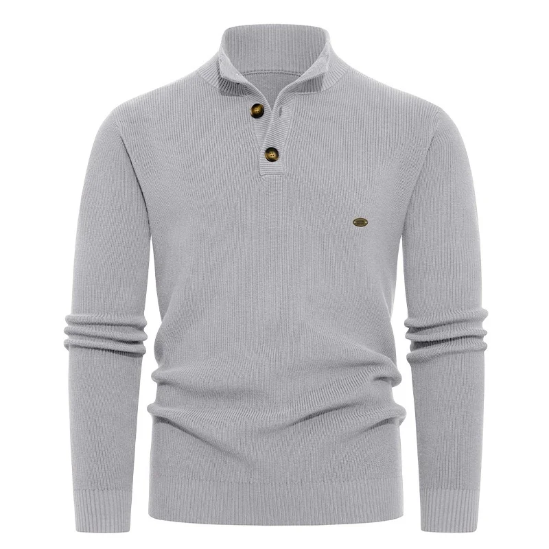 

Thiened f-Zipper Stand Collar Men's Knitted Sweater Base irt Long Sve Casual Sle Coolmax Fiber Deformable