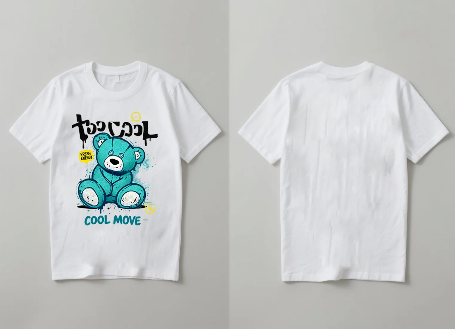 เสื้อยืดแขนสั้นพิมพ์ลายหมีน่ารักแฟชั่นล่าสุดปี 2025 เสื้อคอกลมลำลองสำหรับทั้งชายและหญิง