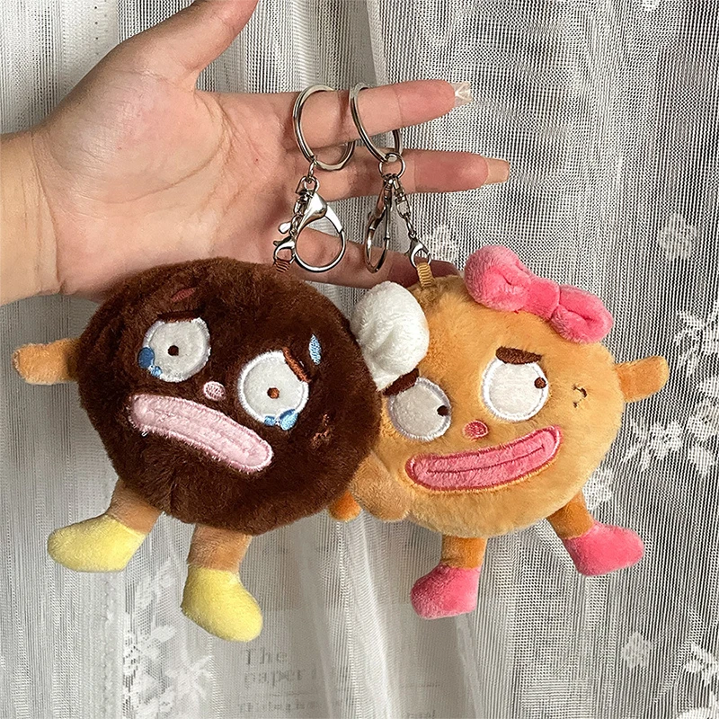 Kawaii Plush Cookies Keychain Bags Pendant Hanging Decoration Fluffy Stuffed Doll Toy Car Keyring Birthday Gifts