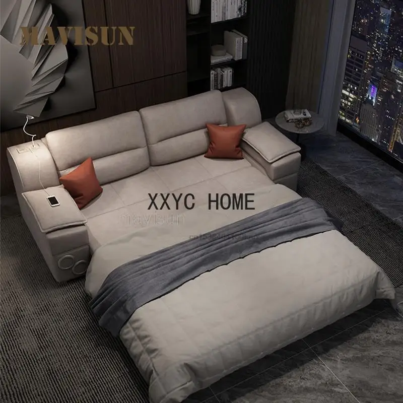 Household Living Room Furniture Couch Luxury Bedroom Upholstered Platform Sofa Bed Modern Minimalist European-Style Sofa Set