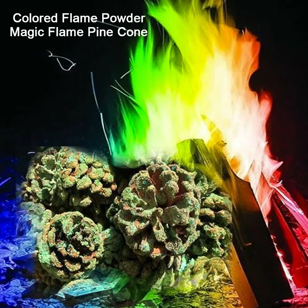 Magic Fire Colored Flame Powder Magic Fire Party Beach Bonfire Party Supplies Natural Pine Cones