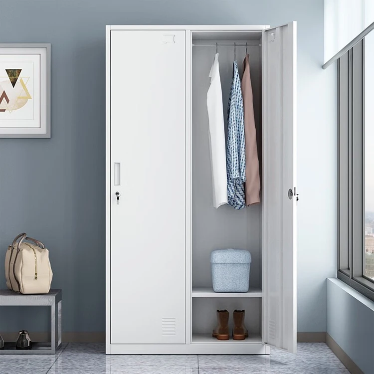 Modern standing 2-Door Steel Wardrobe Portable Home Furniture for Bedroom Apartment or Workshop Usepromote sales